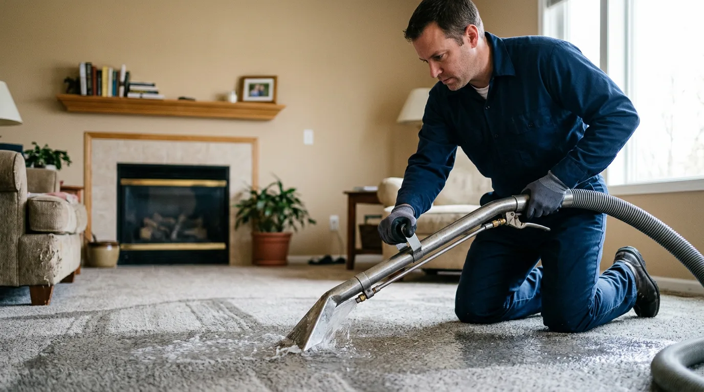 Water damage restoration technician working near Tappen, ND